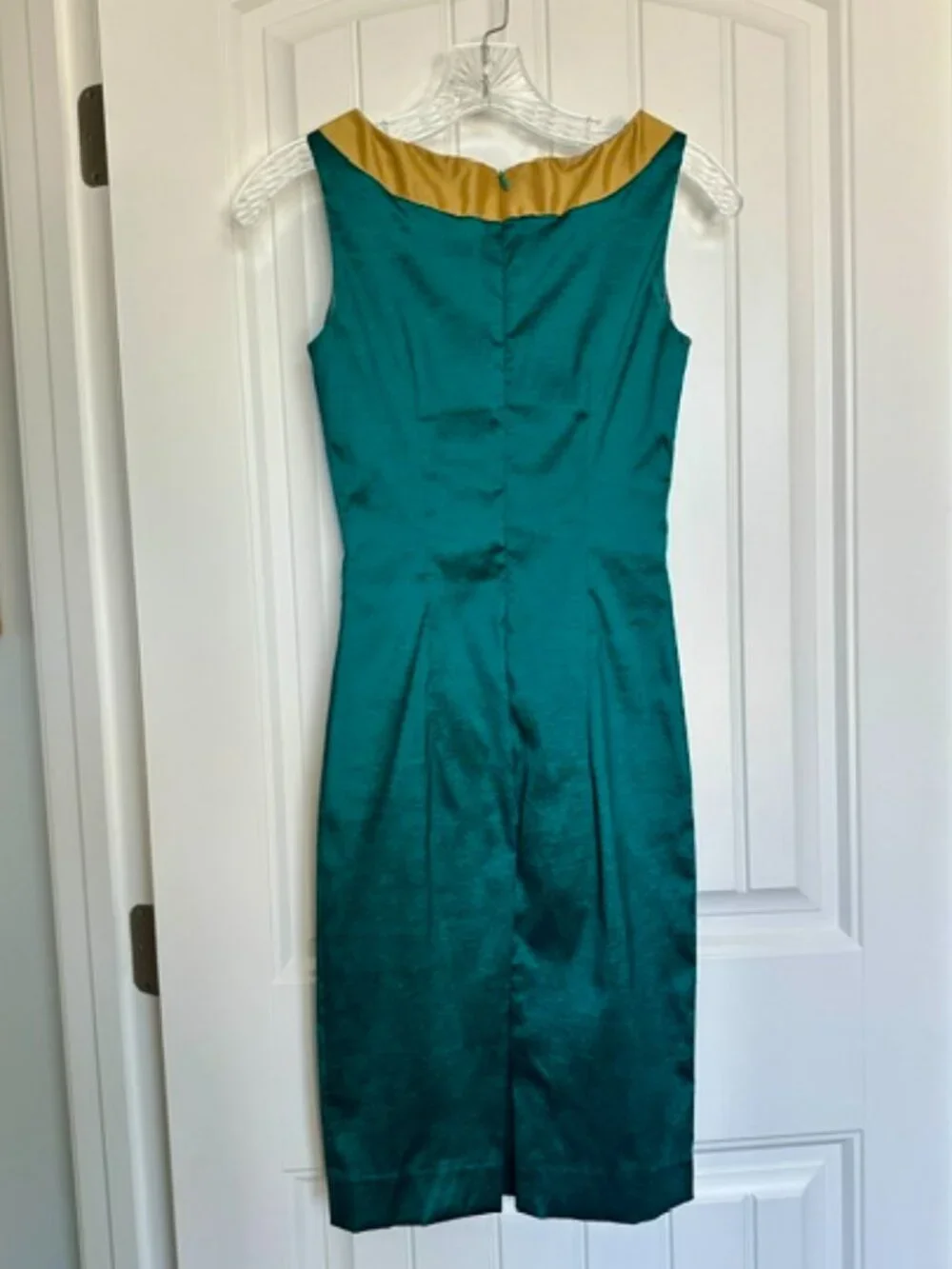 Deep Green and Gold Shiny Bettie Page dress by Tatyana - Size Small - Picture 3 of 5